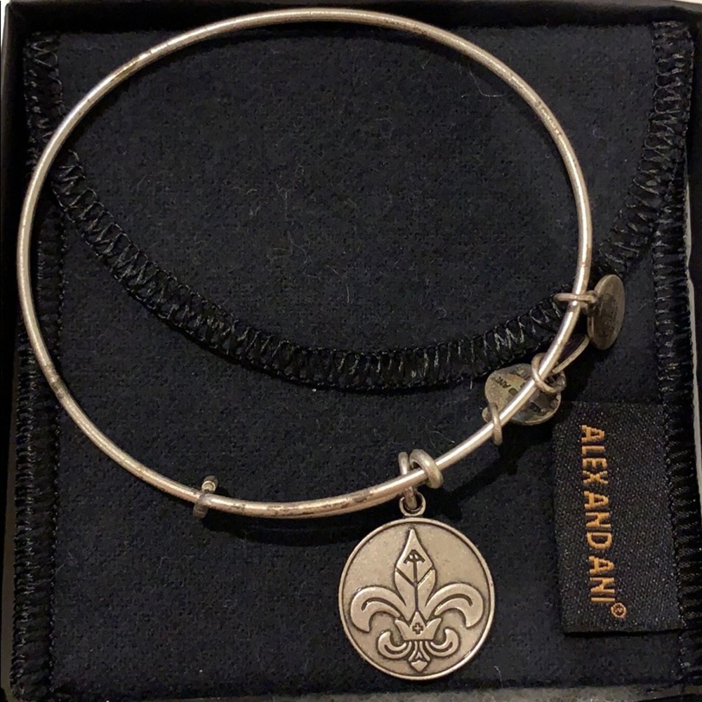 Like new Alex and Ani Fleur de Lis charm bangle